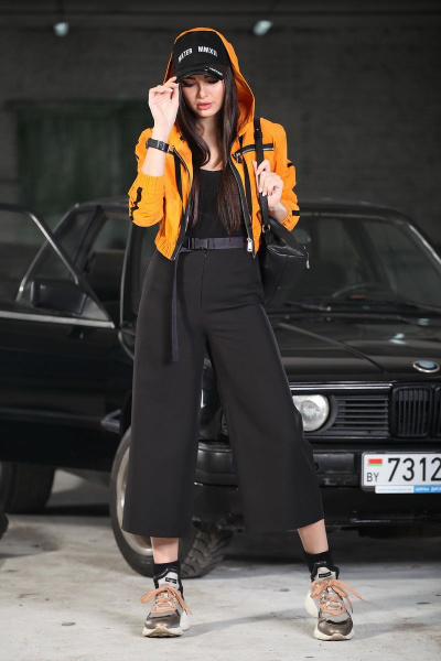 Оранжевая ветровка-халат из вельвета с капюшоном DOGGI 6268 оранж - фото 8