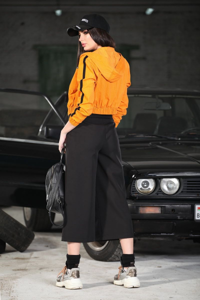 Оранжевая ветровка-халат из вельвета с капюшоном DOGGI 6268 оранж - фото 9