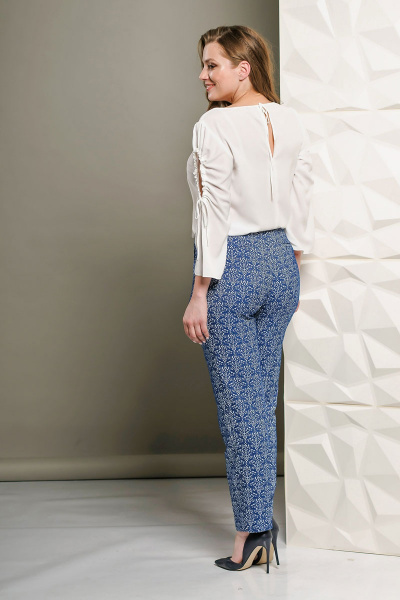 Брюки с гульфиком, отрезным поясом и наклонными карманами Golden Valley 16250 сине-серый - фото 2