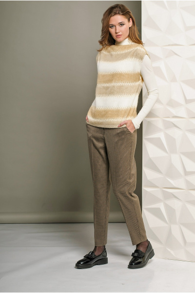 Джемпер демисезонный из трикотажа с сборкой и пуговицами Golden Valley 26269 кремовый - фото 1