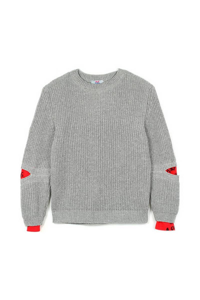Детский джемпер из хлопка и акрила с принтами Bell Bimbo 198307 серый меланж - фото 3