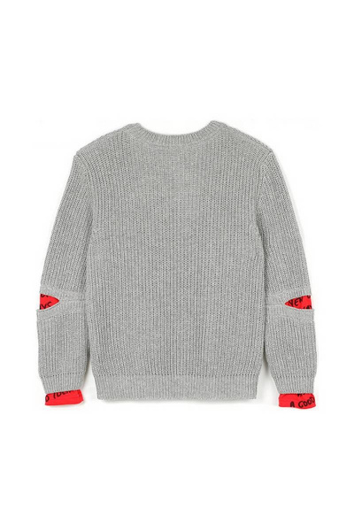 Детский джемпер из хлопка и акрила с принтами Bell Bimbo 198307 серый меланж - фото 4