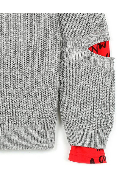 Детский джемпер из хлопка и акрила с принтами Bell Bimbo 198307 серый меланж - фото 5