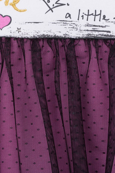 Платье с эффектом многослойности и вышивкой из футера Bell Bimbo 192205 белый/лиловый - фото 3