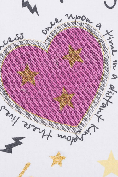 Платье с эффектом многослойности и вышивкой из футера Bell Bimbo 192205 белый/лиловый - фото 4