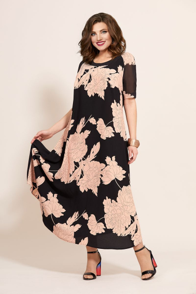 Платье Mubliz 359 черный-пудра - фото 1
