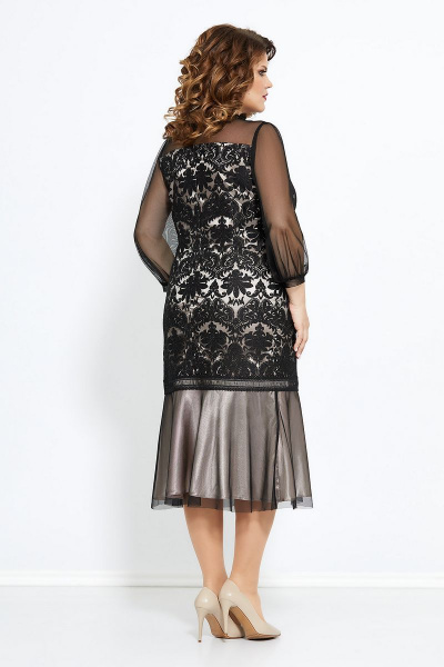 Платье из кружева и шифона с рельефами по фигуре Mira Fashion 4767 черный - фото 3