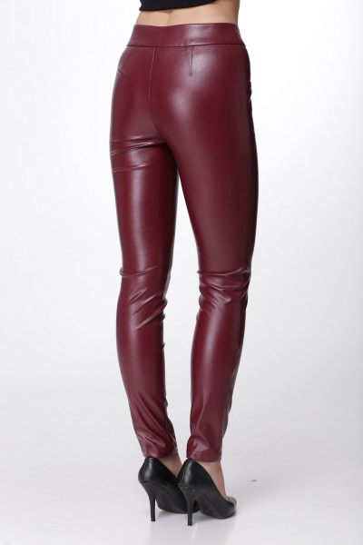 Обтягивающие брюки из экокожи на молнии MALI 304 бордо - фото 3