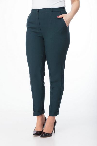 Длинные брюки классического кроя с высокой посадкой Anelli 418 зеленый - фото 6