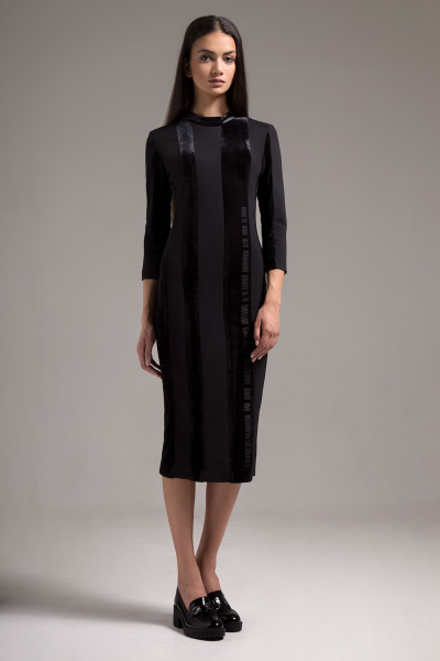 Демисезонное черное платье из текстиля Motif 1035 - фото 1