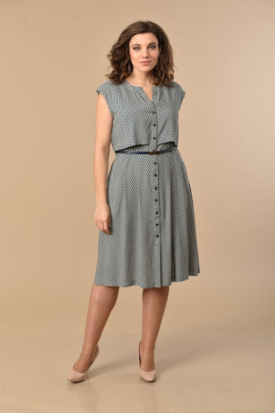 Платье Lady Style Classic 1134/1 синий-оливка - фото 1