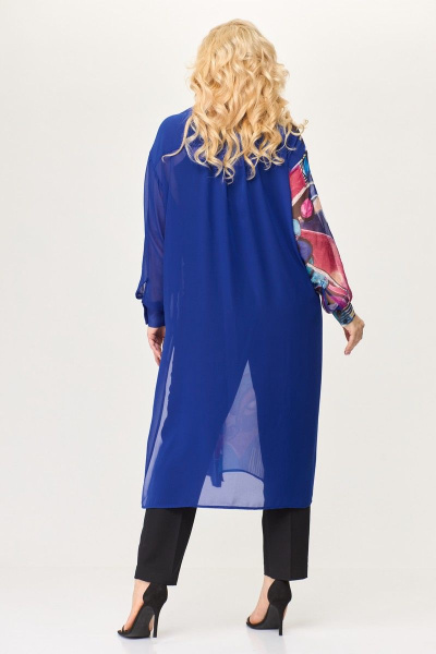 Длинная рубашка из шифона с классическим воротником и разрезами Avenue 0315 лазурный+дизайн - фото 7