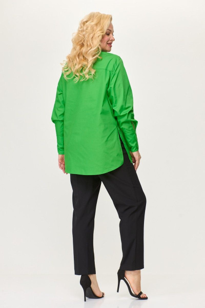 Рубашка оверсайз из текстиля с длинными рукавами и разрезами Avenue 0301-3 лайм - фото 6