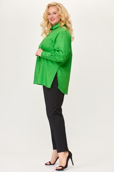 Рубашка оверсайз из текстиля с длинными рукавами и разрезами Avenue 0301-3 лайм - фото 5