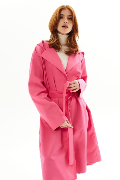 Лёгкий розовый плащ с капюшоном и прорезными карманами Golden Valley 7146 розовый - фото 5