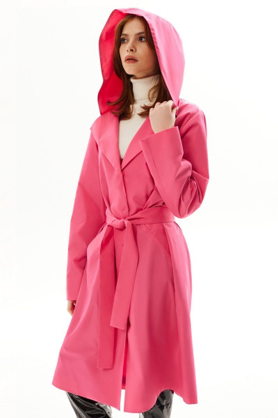 Лёгкий розовый плащ с капюшоном и прорезными карманами Golden Valley 7146 розовый - фото 4