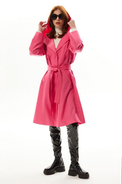 Лёгкий розовый плащ с капюшоном и прорезными карманами Golden Valley 7146 розовый - фото 2