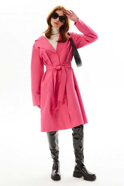 Лёгкий розовый плащ с капюшоном и прорезными карманами Golden Valley 7146 розовый - фото 1