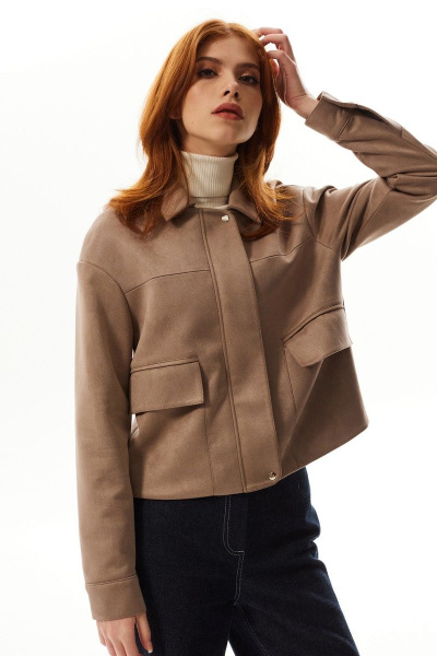 На каждый день коричневый жакет с кокетками из текстиля Golden Valley 3057 коричневый - фото 2