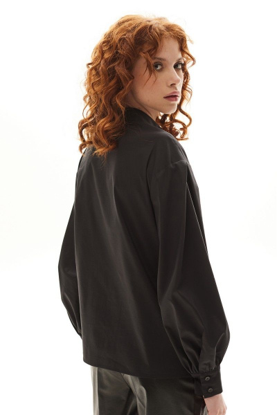 Деловая чёрная блуза с защипами из хлопка Golden Valley 2311 черный - фото 6