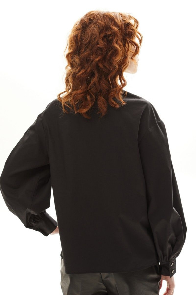 Деловая чёрная блуза с защипами из хлопка Golden Valley 2311 черный - фото 5