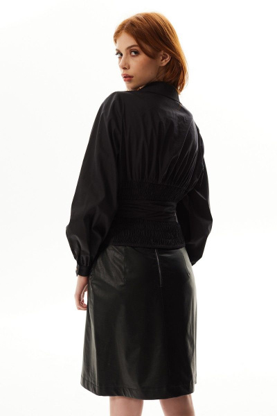 Базовая черная блуза с запахом из хлопка Golden Valley 2323 черный - фото 4