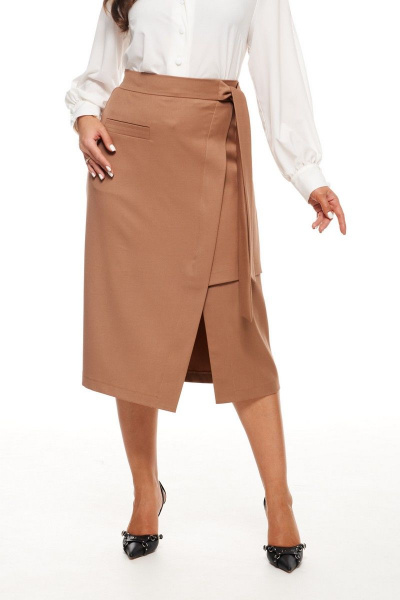 Блуза, юбка Beautiful&Free 6045 белый+кэмел - фото 10