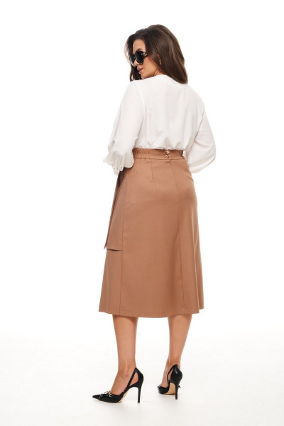 Блуза, юбка Beautiful&Free 6045 белый+кэмел - фото 8