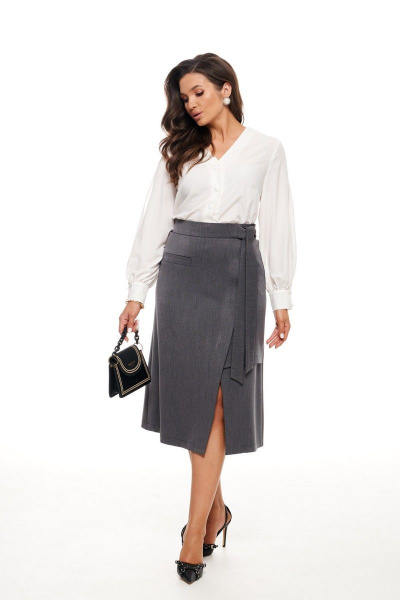 Блуза, юбка Beautiful&Free 6045 белый+графит - фото 4