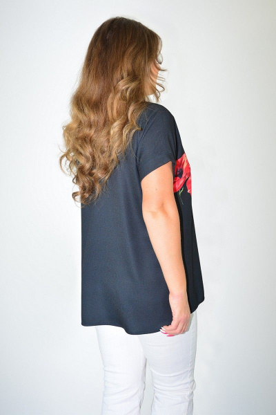 Черная женская блуза из текстиля в свободном стиле Needle 362/1 - фото 3