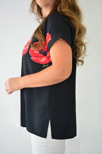 Черная женская блуза из текстиля в свободном стиле Needle 362/1 - фото 2