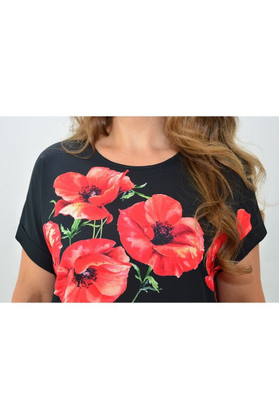 Черная женская блуза из текстиля в свободном стиле Needle 362/1 - фото 4