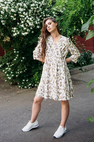 Платье прилегающего силуэта из легкой ткани с бантовым поясом GlasiO 5870 - фото 2