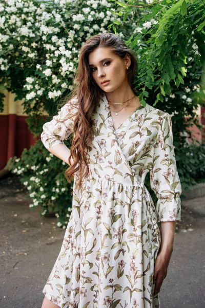 Платье с приталенной линией и мягким сбором из искусственной замши GlasiO 5870- - фото 3