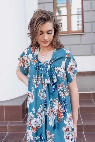 платье трапециевидное из вискозы с воротником-стойкой GlasiO 5873- - фото 3