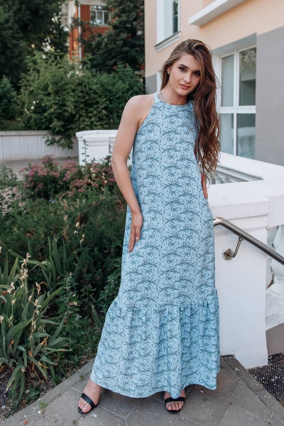 платье свободного кроя из штапеля с бретелью-перекрутом GlasiO 5875- - фото 4