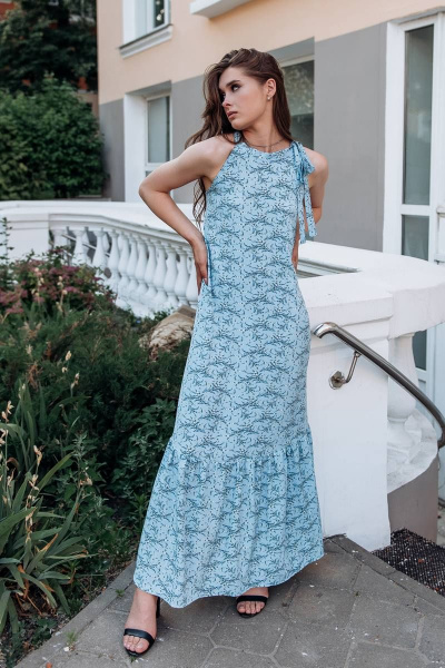 платье свободного кроя из штапеля с бретелью-перекрутом GlasiO 5875- - фото 1