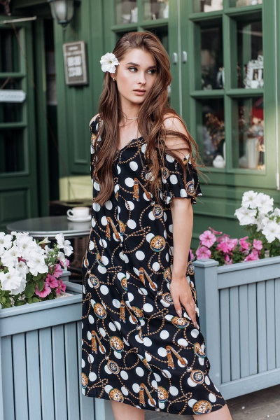 платье из штапеля с оголенными плечами и узкой бретелью GlasiO 5876- - фото 4