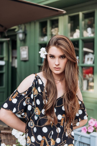 платье из штапеля с оголенными плечами и узкой бретелью GlasiO 5876- - фото 2