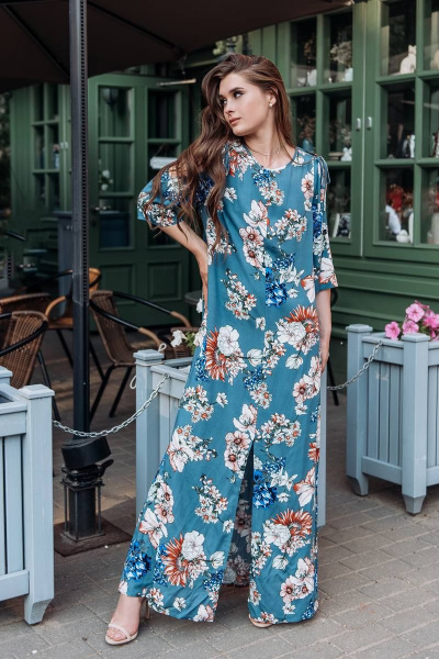 платье прямого кроя с нагрудными вытачками и разрезами GlasiO 5877 - фото 3