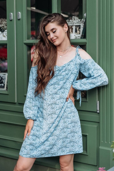 летнее платье А-образного силуэта с бретелями-бантиками GlasiO 5878 - фото 3