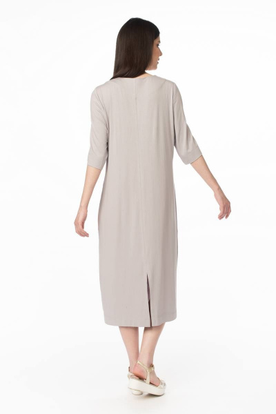 Платье из вискозы и трикотажа с асимметричным подрезом и яркой отделкой Stilville 1629 оранжевый - фото 6