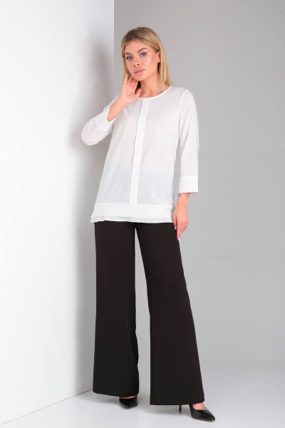 Деловой костюм из текстиля с шифоновой блузкой и эффектной спинкой DOGGI 2904 черный - фото 7