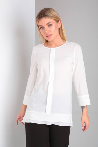 Деловой костюм из текстиля с шифоновой блузкой и эффектной спинкой DOGGI 2904 черный - фото 4