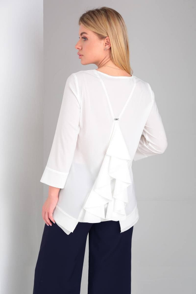 Элегантный брючный костюм с шифоновой блузкой и оригинальной спинкой DOGGI 2904 темно-синий - фото 5