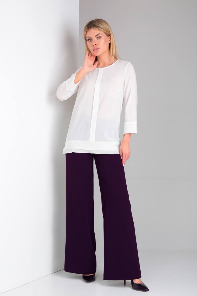 Элегантный брючный костюм с шифоновой блузкой и спинкой с цепочками DOGGI 2904 глубокий_пурпурный - фото 6