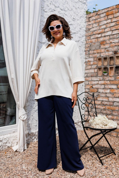 Блуза, брюки, жилет Romanovich Style 3-2510 синий+белый - фото 8