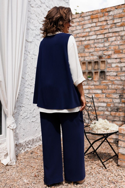 Блуза, брюки, жилет Romanovich Style 3-2510 синий+белый - фото 6