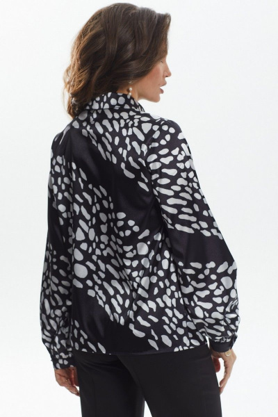 Блуза прямого силуэта на застежке и воротником-стойкой MALI 623-074 белые_камушки - фото 5