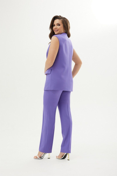 Фиолетовый комплект из жилетки и прямых брюк на резинке MALI 722-120 лиловый - фото 6